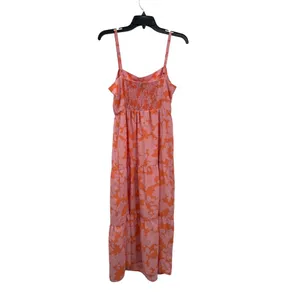 Social Standard by Sanctuary Sun Dress Womens L Used Pink Orange Floral XD9019GH thumbnail 2