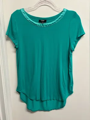 Premise Studio Teal Women's Top with satin neckline thumbnail 1