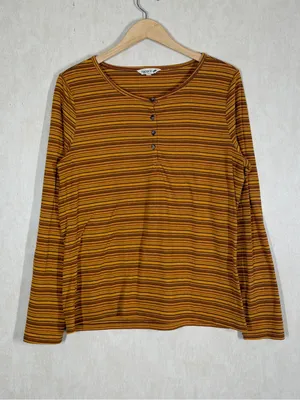 Toad&Co Women’s Piru Henley Longsleeve Shirt Lightweight Multicolor Stripe XL thumbnail 3