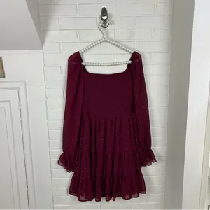 Altar’d State Shimmer Textured Smocked Tiered Long Sleeve Dress Size S thumbnail 7