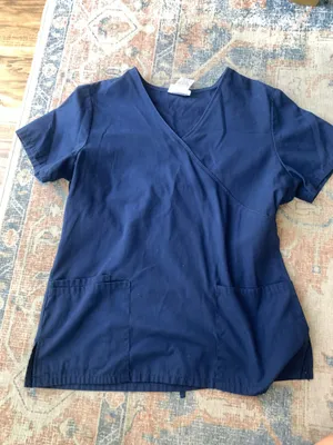 Navy blue scrub top thumbnail 1