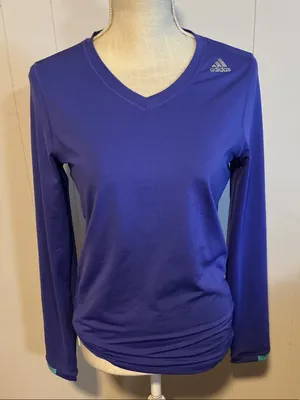 adidas Women's Long-Sleeve V-Neck Top in Violet thumbnail 1
