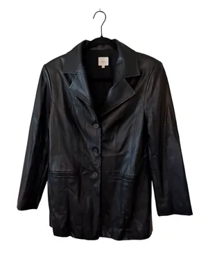 NIA Faux Leather Blazer Jacket – Black Size S thumbnail 5