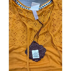 Knox Rose Women's Solaris Orange Eyelet Lace Rib Knit Tank Top, Large thumbnail 7