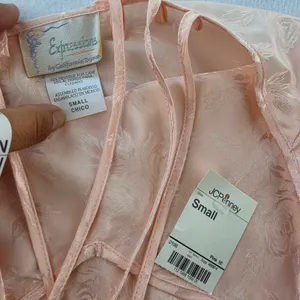 Expressions by California Dreaming Pink Floral Satin Chemise Vintage Small NWT thumbnail 2