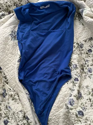 ZARA Blue Square Neck Bodysuit thumbnail 1