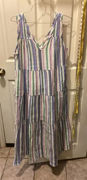 Marine Layer Multicolor Pastel Striped Tiered Maxi Dress thumbnail 1