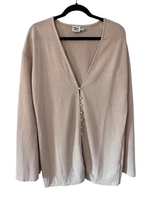 Princess Polly Beige Pearl Button‎ Knit Cardigan Long Sleeve V Neck Women's S thumbnail 1