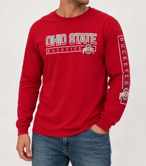 Ohio State Buckeyes Long Sleeve Shirt Mens Large Red ProEdge OSU Graphic Tee thumbnail 1