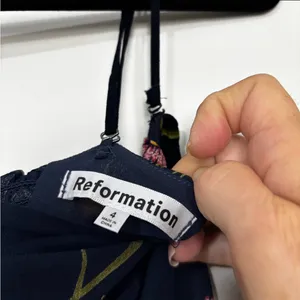 Reformation Ingrid Navy Mademoiselle Maxi Dress Size 4 thumbnail 4