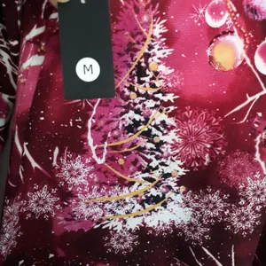 Tacera Dress Size Medium Burgundy Artsy Festive Winter Holiday Party Christmas thumbnail 11