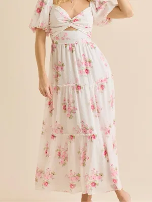 NEW Altar’d State White & Pink Floral Maxi Dress Size Small NWT thumbnail 2
