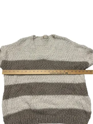 Altar'd State Cream & Taupe Striped V-Neck Sweater thumbnail 7