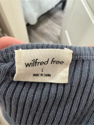 Aritzia Wilfred Free Cut-Out Knit Mini Dress in Dune‎ Blue Size Large thumbnail 4