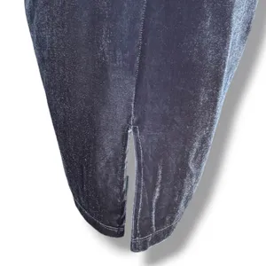 Y2K Windsor Blue Gray Velvet Midi Dress V Neck Bodycon Cocktail Party Holiday thumbnail 7