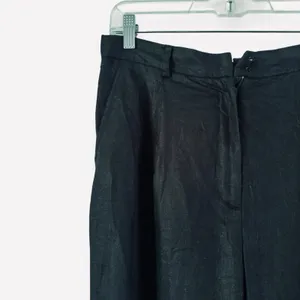 Ralph Lauren Black 100% Linen Pleated Straight Leg Lined Pants Women’s Size 10 thumbnail 3