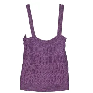 Vince‎ Womens Size Large Crochet Camisole Tank Top Square Neck Knit Purple Lilac thumbnail 5