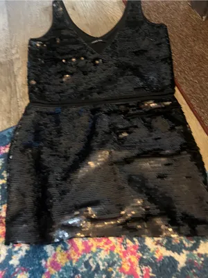 Andrew Marc black full sequin mini dress s/m thumbnail 4