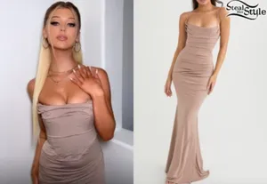 House Of CB Milena ALMOND JERSEY CORSET MAXI DRESS thumbnail 2