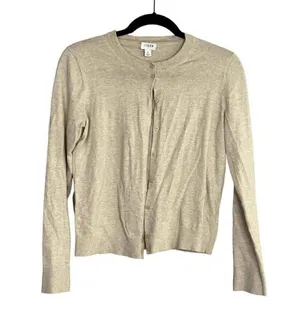 J.Crew Cotton Button Down Long Sleeve Crew Neck Sweater Cardigan S Cream #2304 thumbnail 7