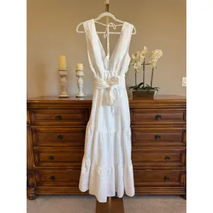 NWT MISA Los Angeles Ksenia Eyelet Maxi Dress White Size M thumbnail 6