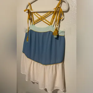 Ann Taylor LOFT Blue Cream Tiered Cami Tank Top Medium thumbnail 3