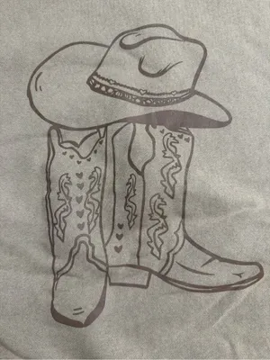 easel Olive Green Crewneck Sweatshirt with Cowboy Hat & Boots Graphic thumbnail 6