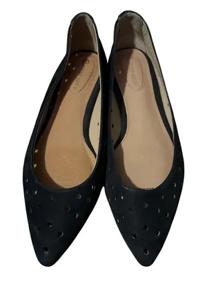 Corso Como‎ Pointed Toe Flats Laser Cut Black Leather Professional Chic 9.5M thumbnail 1