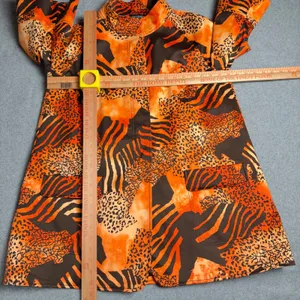 Ellen Tracy Animal Print Topper Coat Orange Brown Zebra Leopard Mock Neck Size 6 thumbnail 6