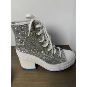 Converse Chuck 70 De‎ Luxe Heel Pride Silver Glitter Platform Boots W 7.5 M 5.5 thumbnail 4