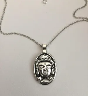 Handmade Buddha Head Tibetan Silver Chain Necklace thumbnail 1