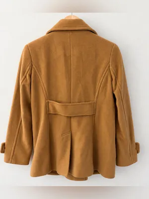 Lands’ End Wool Cashmere Peacoat 4P Petite Camel Double Breasted Coat Preppy thumbnail 2