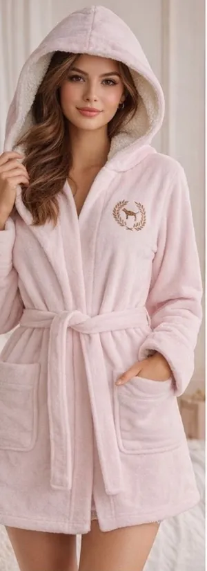 Victoria’s Secret Pink Gold Sequins logo Sherpa Bathrobe thumbnail 1