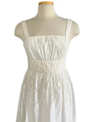 Lilly Pulitzer white cotton eyelet midi dress. Size 8 thumbnail 3