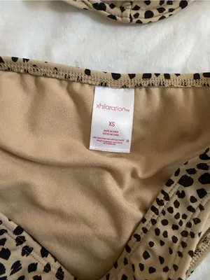 Xhilaration Beige Leopard Print Bandeau Bikini Top and Bottom thumbnail 3