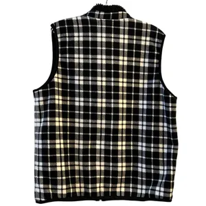 Hasting & Smith Womens Plaid Fleece Vest Black‎ White Sherpa Collar Zip Up M thumbnail 6