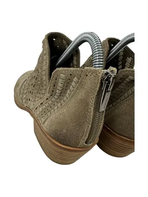 Vince Camuto Taupe Suede Perforated Booties Low Block Heel Size 7.5 thumbnail 6