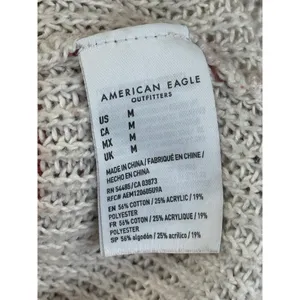 American‎ eagle Striped Knit Sweater Coral White Oversized Casual Cozy Top M thumbnail 10