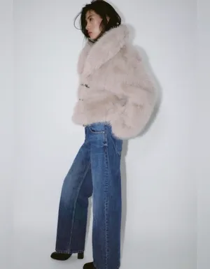 Zara Short Faux Fur Toggle Coat thumbnail 6