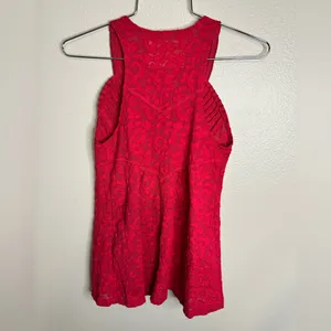 Free People Vibrant Red Textured Tank Top thumbnail 4