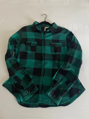 Passport Green Black Plaid Flannel Button Down Shirt - Size XL - 100% Cotton thumbnail 3