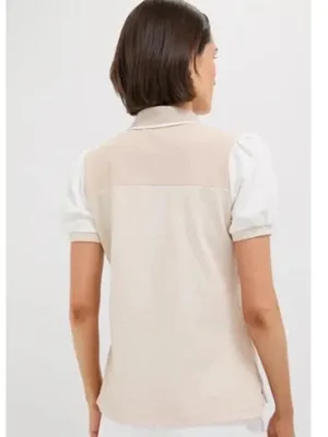 Tuckernuck Sandstone Colorblock Pique Puff Sleeve Peggy Polo Shirt Size M thumbnail 2