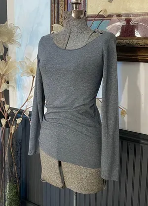 Matilda Jane Ballet Core Boat Neck Heather Gray Top - Sz Small 💚🎀 thumbnail 2