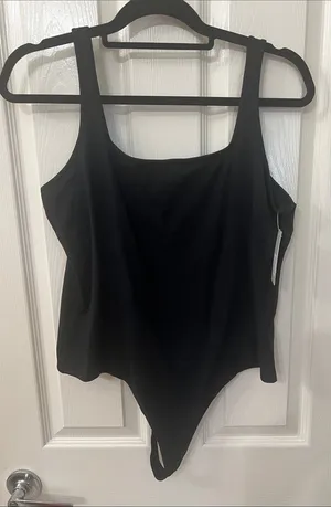 Nordstrom Black Square Neck Tank Bodysuit thumbnail 1