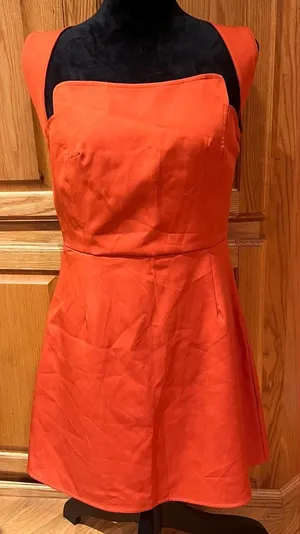 CIDER Structured Bodice Halter A-Line‎ Mini Dress Burnt Orange Size Large thumbnail 1
