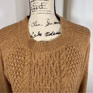 Crown & Ivy Tan Oversized Long Sleeve Cable Knit Mock Neck Sweater Size XL thumbnail 3