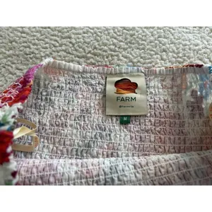 Farm Rio Womens Spring Bananas Smocked Mini Skirt Floral Pom Pom Trim Size M thumbnail 6