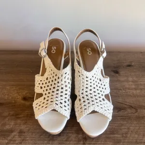 SO® Taffy White Women's Wedge Sandals Size 9 #B1651 thumbnail 7