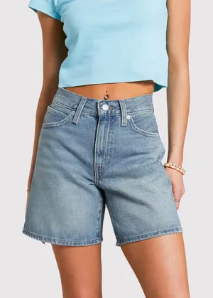 ZARA Womens Denim Shorts Blue Mom Jean High Rise Zip Fly Medium Wash Size 6 thumbnail 1