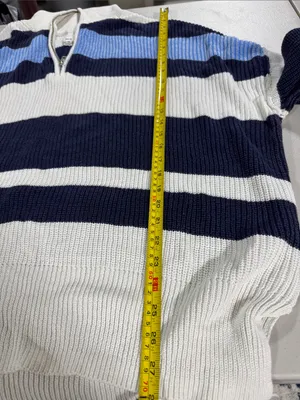 aerie woman oversized Striped Half-Zip Sweater in Navy, White & Light Blue sz M thumbnail 5